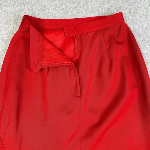 Paul Stanley Inverted Pleat Pencil Skirt WMNS 2 Petite Red Wool High Waisted Vtg - Picture 4 of 11